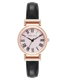 Женские часы Quartz Black Classic с кожаным ремешком и металлическим браслетом под розовое золото, 28 мм Anne Klein, мультиколор 19246245 | black/pink/rose gold-tone