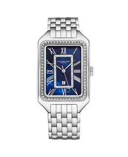 Lustra 32mm прямоугольные кварцевые модные часы с кристаллами Stuhrling, синий 22183855 | blue