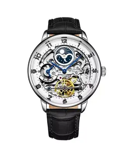 Мужские черные кожаные часы на ремешке 40 мм Stuhrling, черный 10540723 | black