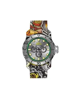 Мужские часы Pro Diver Quartz Chronograph 47854 с черным, серебристым и зеленым циферблатом Invicta, белый 21371625 | white