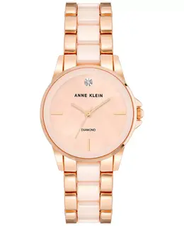 Женские наручные часы с керамическим и металлическим браслетом 30 мм Anne Klein 15663004 | rose gold tone