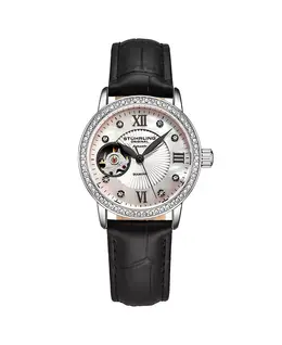 Женские черные кожаные часы на ремешке 34 мм Stuhrling, черный 10540629 | black