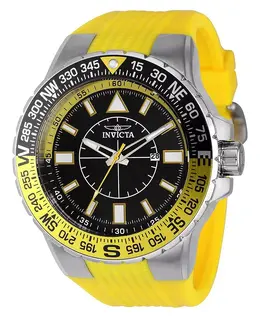 Мужские часы Aviator Quartz 3 Hand с черным циферблатом, модель 36981 Invicta, желтый 21894389 | yellow