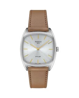 Стильные часы, 32 мм Tissot, белый 5390101 | white/brown