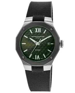 BAUME & MERCIER 10763 MEN RIVIERA AUTOMATIC GREEN DIAL SPORTS WATCH