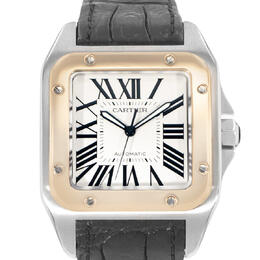 Pre-owned Cartier Santos 100 Automatic Silver Dial Mens Watch Reference: W20107X7