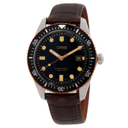 Oris Divers Sixty-Five Mens Automatic Black Dial Watch 733-7720-4354BRN