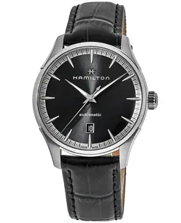 H32475730 Jazzmaster Auto Men's Watch Black Dial, Black Leather Strap