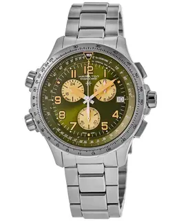 Hamilton H77932160 Khaki Aviation X-Wind GMT Chrono Steel Watch