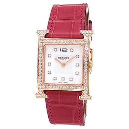 Pre-owned Hermes Heure H Quartz Diamond Ladies Watch hh1.571e