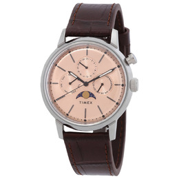 Timex Marlin Quartz Moon Phase Rose Gold Dial Mens Watch TW2W51100VQ