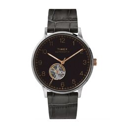 TW2U11600 Timex Waterbury Automatic Mens Watch with Black Open Heart Dial