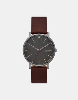 Мужские фирменные часы Skagen с тремя стрелками, серые, из нержавеющей стали — КРАСНЫЕ 141945799 | red