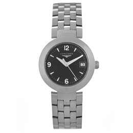 Pre-owned Longines l5.175.4.56.6 Ladies Quartz Black Dial Watch