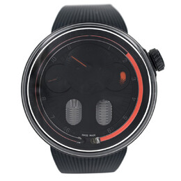 H02387-A: HYT Herenhorloge in Zwart & Oranje Hand Wind Met Zwart Dial