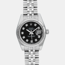 Rolex Datejust 179174, White Gold and Steel with Black Diamond Dial