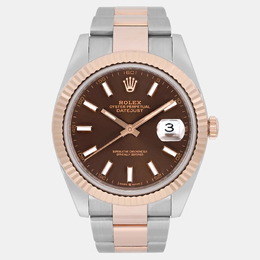 Pre-loved Rolex Datejust 126331 Automatic Chocolate Dial in Rose Gold and Stainless Steel
