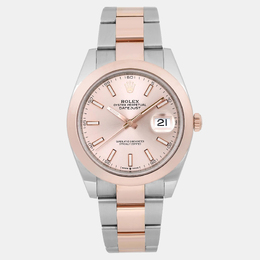 Rolex Datejust 126301, Automatic Movement with Sundust Dial, Stainless Steel Case Claps Rose Gold Bezel