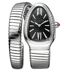 Bulgari Serpenti Tubogas Ladies Watch Model 103434 Black Dial Diamond Quartz