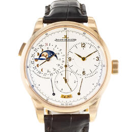 Pre-owned Jaeger-LeCoultre Duometre Hand Wind Moon Phase Silver Dial Mens Watch Q6042421