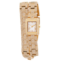 Michael Kors Emery Quartz Crystal White Dial Ladies Watch mk4835 - Gold-tone Stainless Steel Case with Paved Stainless Steel Bracelet