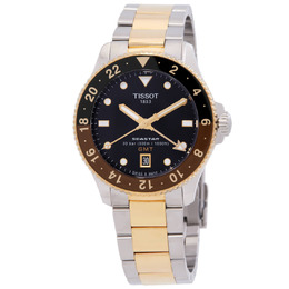 Tissot Seastar 1000 T1208522205100 / T120.852.22.051.00 Mens Quartz GMT Watch Black Dial