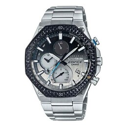 Часы Casio EDIFICE Sports Solar Powered Waterproof Sapphire Crystal Black DialSilver Strap Mens BlackSilver Analog, черный eqb-1100at-2apr | blacksilver
