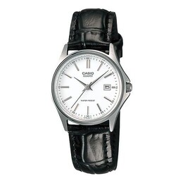 Часы Casio Leather Belt Waterproof /Black Quartz White Analog, белый ltp-1183e-7a | white