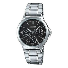 Часы Casio Waterproof Quartz Silver/ Black Analog, черный ltp-v300d-1a | black
