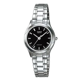 Часы Casio Stainless Steel Strap Quartz Waterproof Black Dial Black Analog, черный ltp-1275d-1a | black