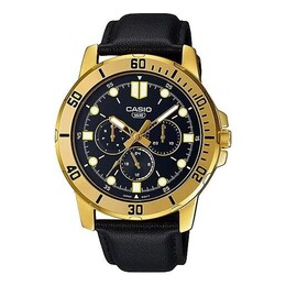 Часы Casio ENTICER Serieses Men's Gold Mens Black Analog, черный mtp-vd300gl-1e | black