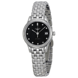 Ladies' Pre-owned Longines Flagship Diamond Watch with Black Dial and Stainless Steel Bracelet (Art.nr L42744576)