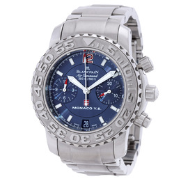 Pre-owned Blancpain Air Command Chronograph Blue Dial Ladies Watch 2485F-1140-M71