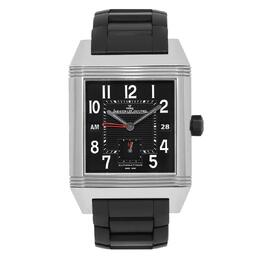 Pre-owned Jaeger-LeCoultre Reverso Squadra Hometime Automatic Day-Night Black Dial Mens Watch Ref: 230.8.77
