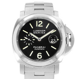 Pre-owned Panerai Luminor Marina Automatic Chronometer Black Dial Mens Watch pam00299
