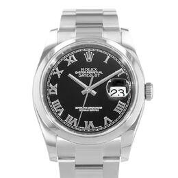 Pre-owned Rolex Datejust 36 Automatic Chronometer Black Dial Mens Watch - BKRO-72600