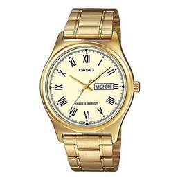 Часы Casio Stainless Steel Strap Quartz Waterproof Gold DialGold Strap Mens GoldGold Analog, желтый mtp-v006g-9b | goldgold