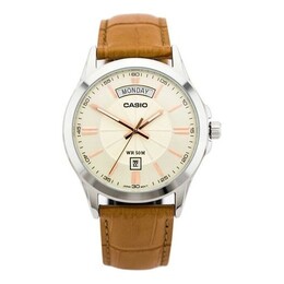 Часы Casio Sportses Business es Creamy/Brown Quartz Waterproof Unisex Mens Gold Analog, желтый mtp-1381l-9avdf | gold