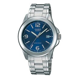 Часы Casio Waterproof Stainless Steel Strap Quartz Mens SilverBlue Analog, синий mtp-1215a-2a | silverblue