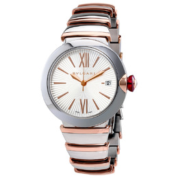 Bulgari Lvcea Ladies Watch, Silver Opaline Dial, Automatic Movement, Stainless Steel Case & 18k Pink Gold Bracelet
