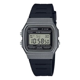 Часы Casio Waterproof Unisex Mens Black/Grey Digital, черный f-91wm-1b | black/grey