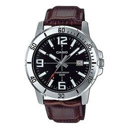Часы Casio Leather Band Waterproof Business Style Men Mens Brown Analog, коричневый mtp-vd01l-1bv | brown