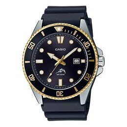 Часы Casio STANDARD Stainless Steel Waterproof Black Sports Mens BlackGold Analog, черный mdv-106g-1a | blackgold