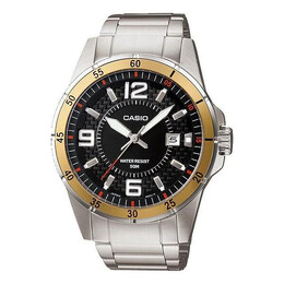 Часы Men's Casio Dress Collection Quartz Movement Stainless Steel Strap Black Dial Watch Analog Mens, цвет silver mtp-1291d-1a3v | silver