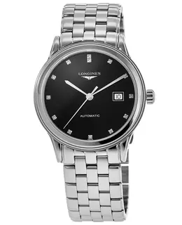 Longines Flagship Automatic L4.984.4.57.6 Black Diamond Dial, Stainless Steel Unisex Watch