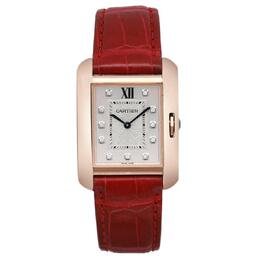 Pre-Owned Cartier Tank Anglaise Diamond Silvered Flinque Dial Ladies Watch wjta0009