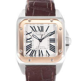 Pre-owned Cartier Santos 100 Automatic Silver Dial Mens Watch W20107X7