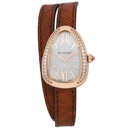 Bulgari Serpenti Ladies Watch 103059 - Pre-owned Mother of Pearl Dial with Diamond Bezel