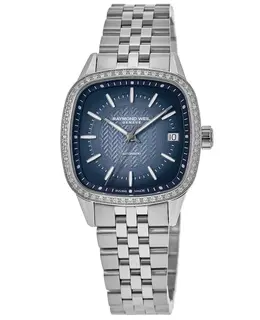 Raymond Weil Freelancer Automatic Blue Dial Diamond Bezel Steel Watch - Model 2490-STS-50051
