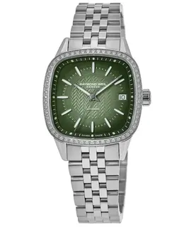 Raymond Weil Freelancer Automatic Green Dial Diamond Bezel Steel Women's Watch Model 2490-STS-52051
